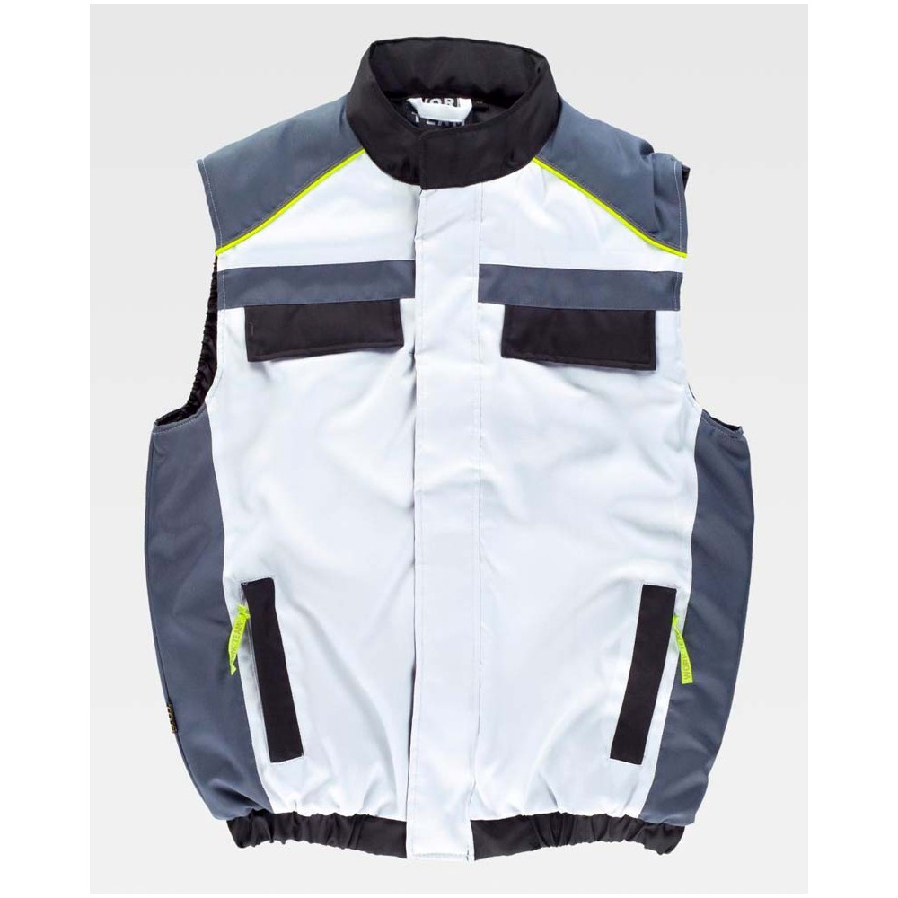Chaleco Workteam WF5853 Blanco/Negro/Gris Osc