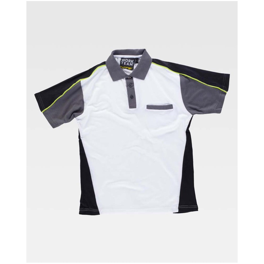 Polo de trabajo Workteam WF5855 Blanco-Negro-Gris Oscuro