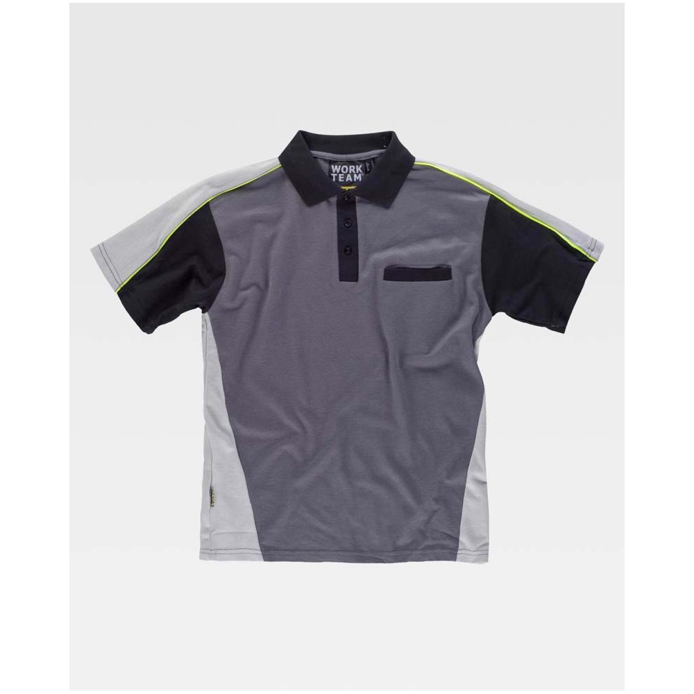 Polo de trabajo Workteam WF5855 Gris Oscuro-Gris claro-Negro