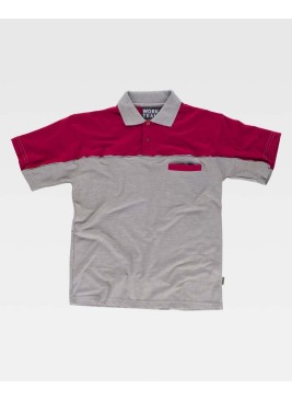 Polo de trabajo piqué con vivos reflectantes Workteam WF1855 Gris-granate
