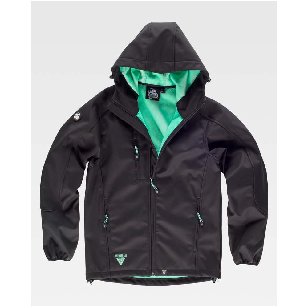 Chaqueta Workshell Workteam S9499 Negro/Verde menta