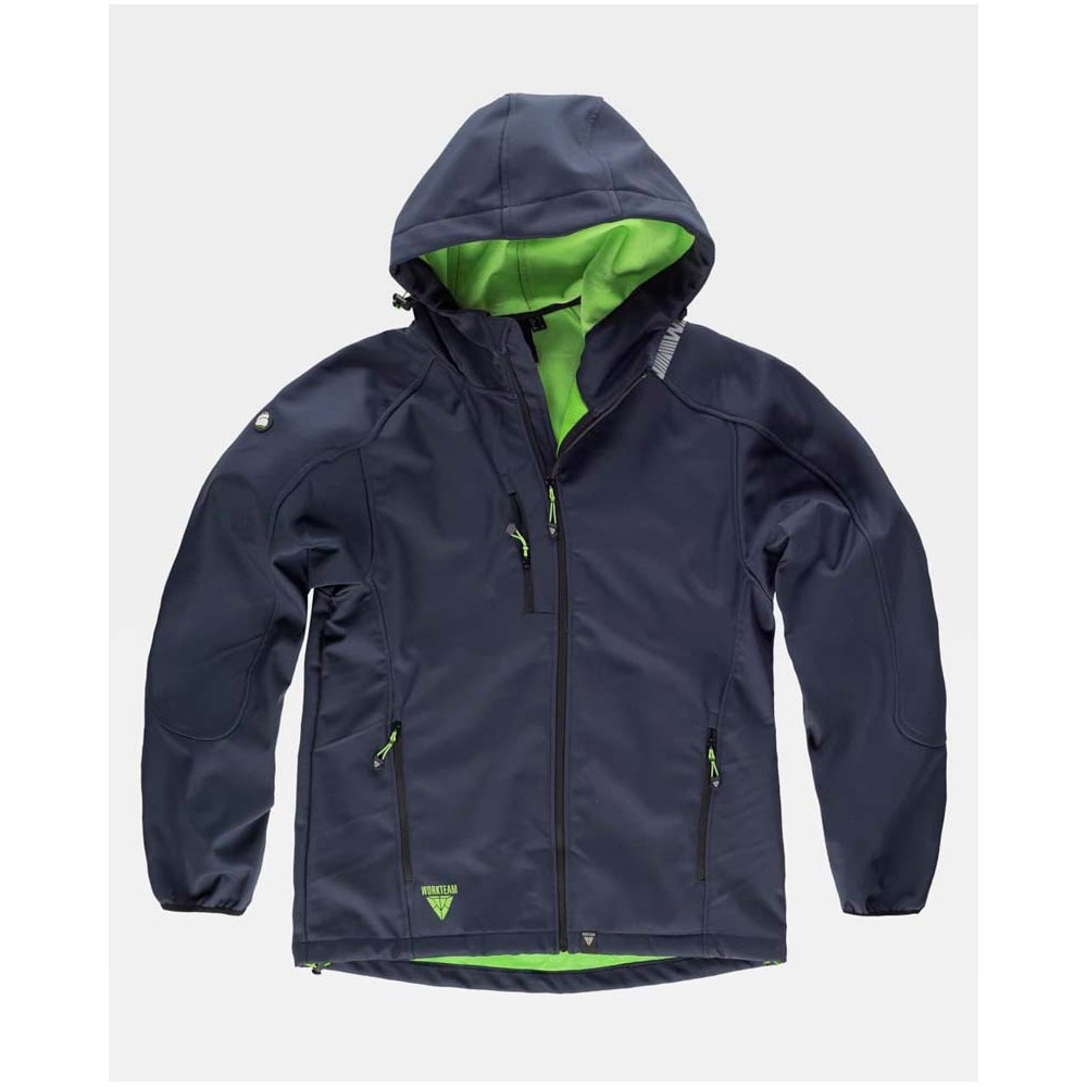 Chaqueta Workshell Workteam S9499 Marino/ Verde Lima