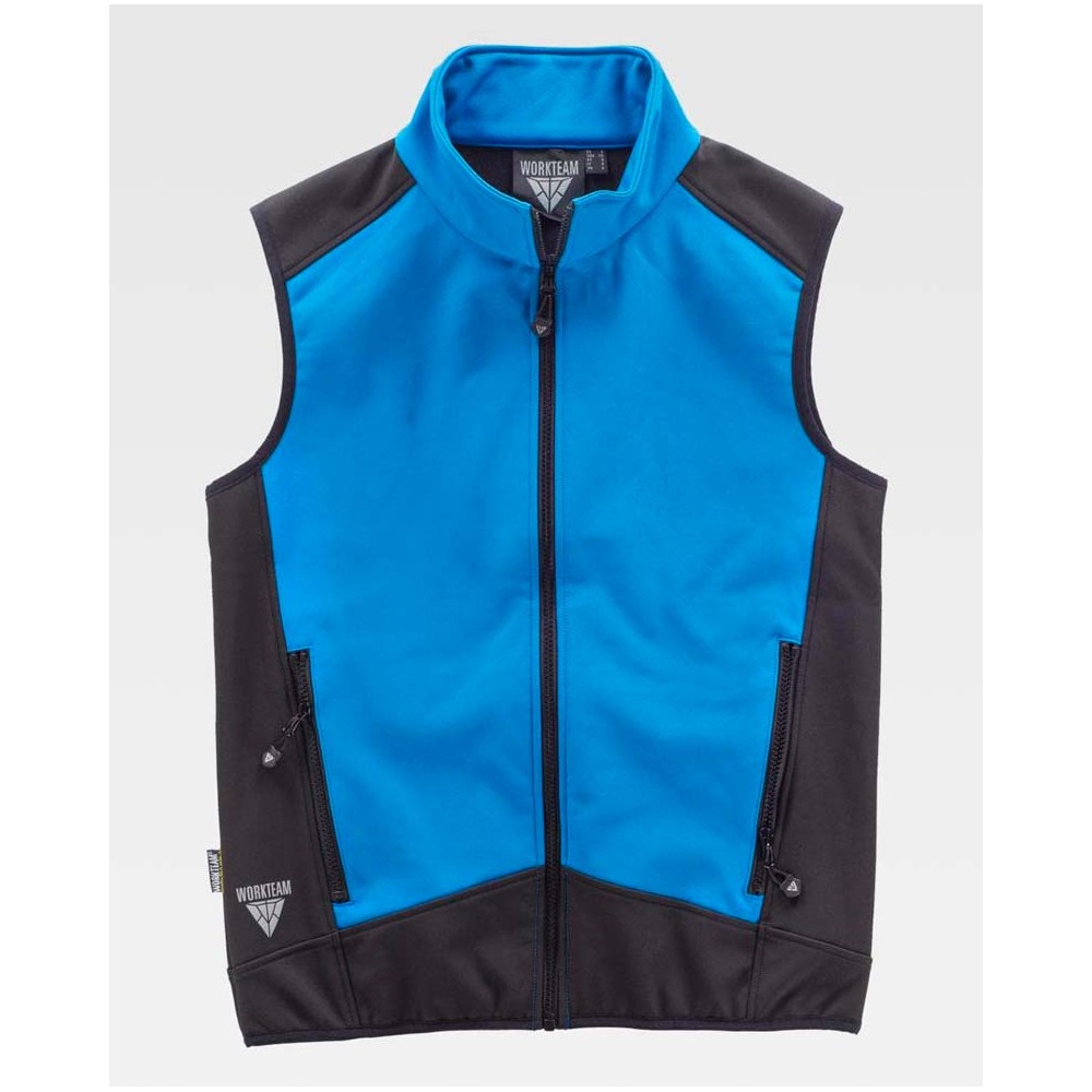 Chaleco Workshell Workteam S9315 Celeste/Negro