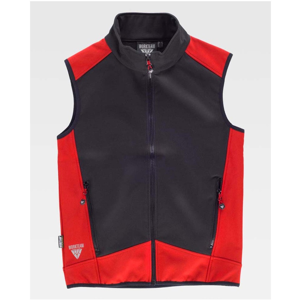 Chaleco Workshell Workteam S9315 Negro/Rojo