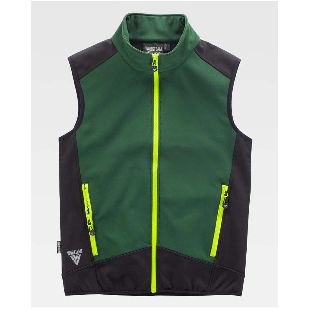 Chaleco Workshell Workteam S9315 Verde Osc/Negro
