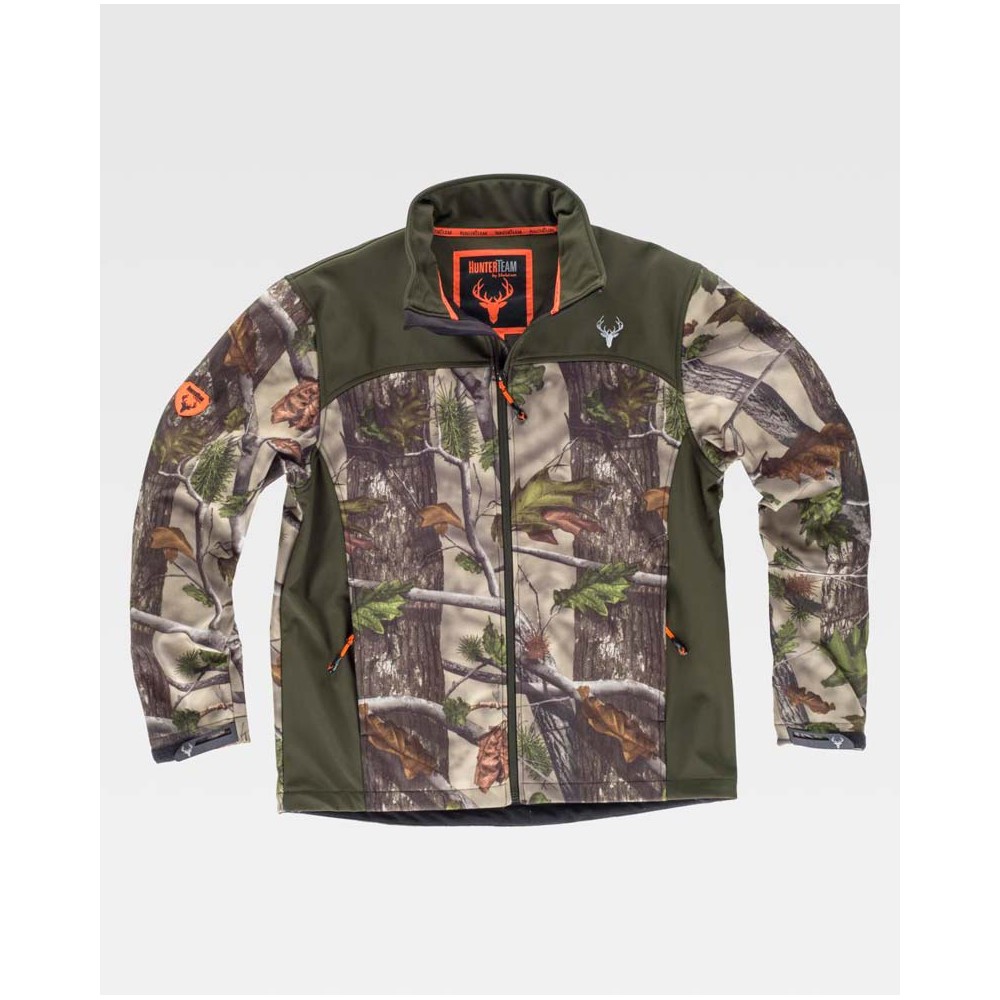 Chaqueta Workshell Workteam S8665 Camuflaje Bosque Verde/Verde Caza