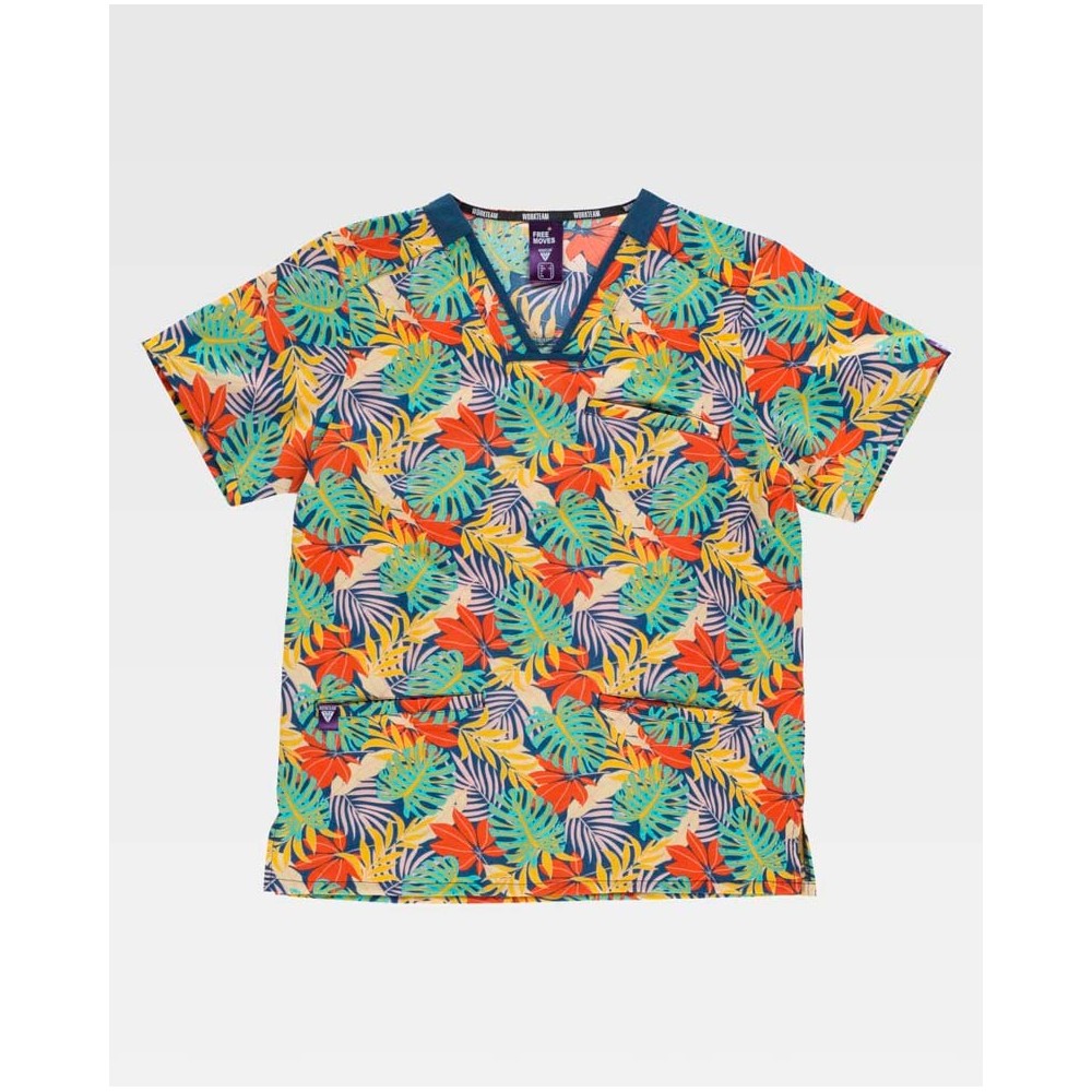 Casaca sanitaria Workteam B9859 Estampada hojas