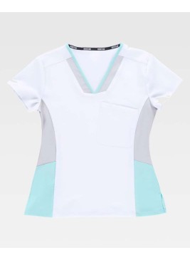 Casaca Workteam B6951 Blanco/Gris Claro/Turquesa Claro