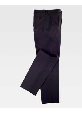 Pantalón de camarero recto con pinzas 100% poliéster negro