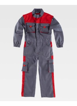 Buzo de trabajo infantil Workteam B1010 Gris-Rojo