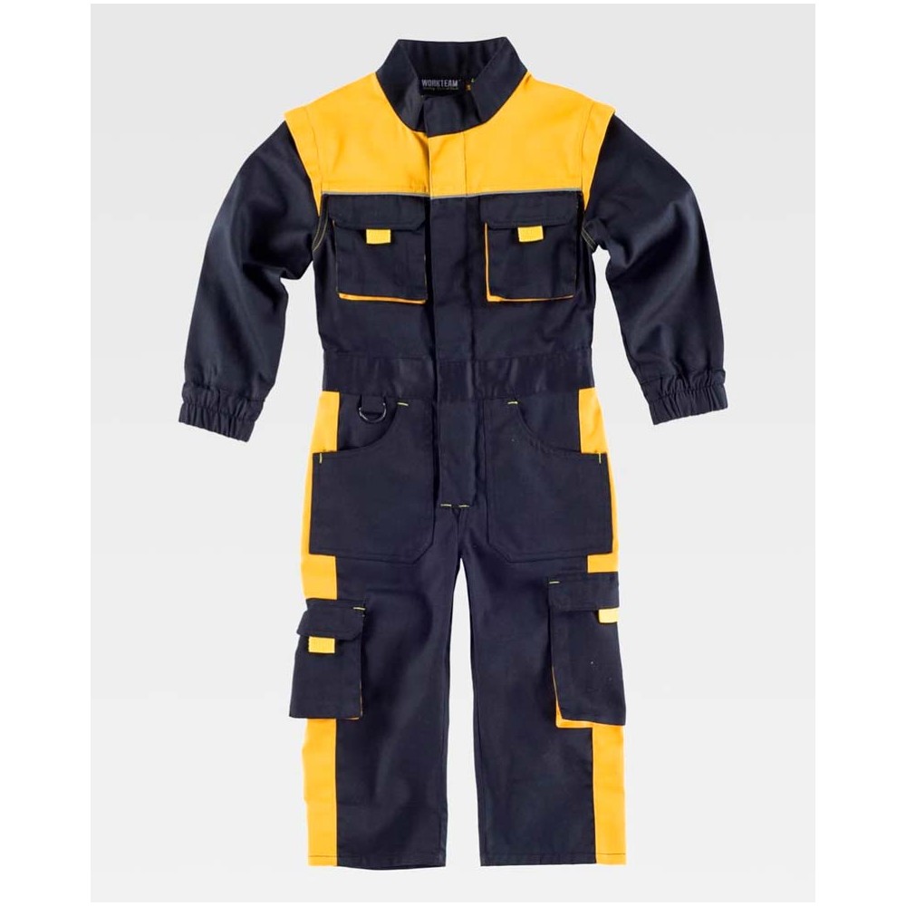 Buzo de trabajo infantil Workteam B1010 Negro-Amarillo