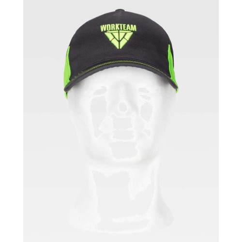 Gorra  Workteam WFA941 Gris Oscuro/Negro/Verde Lima
