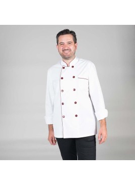 Chaqueta cocina Garys 9120 Blanco/Burdeos
