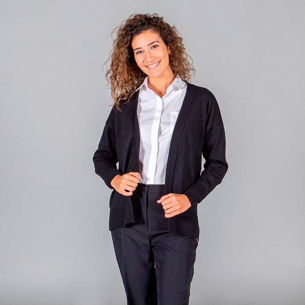 Rebeca de trabajo para enfermera punto fino sin botones Marino