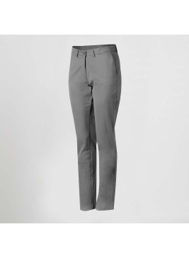 Pantalón de trabajo chino de mujer algodón, cómodo y elástico Gris
