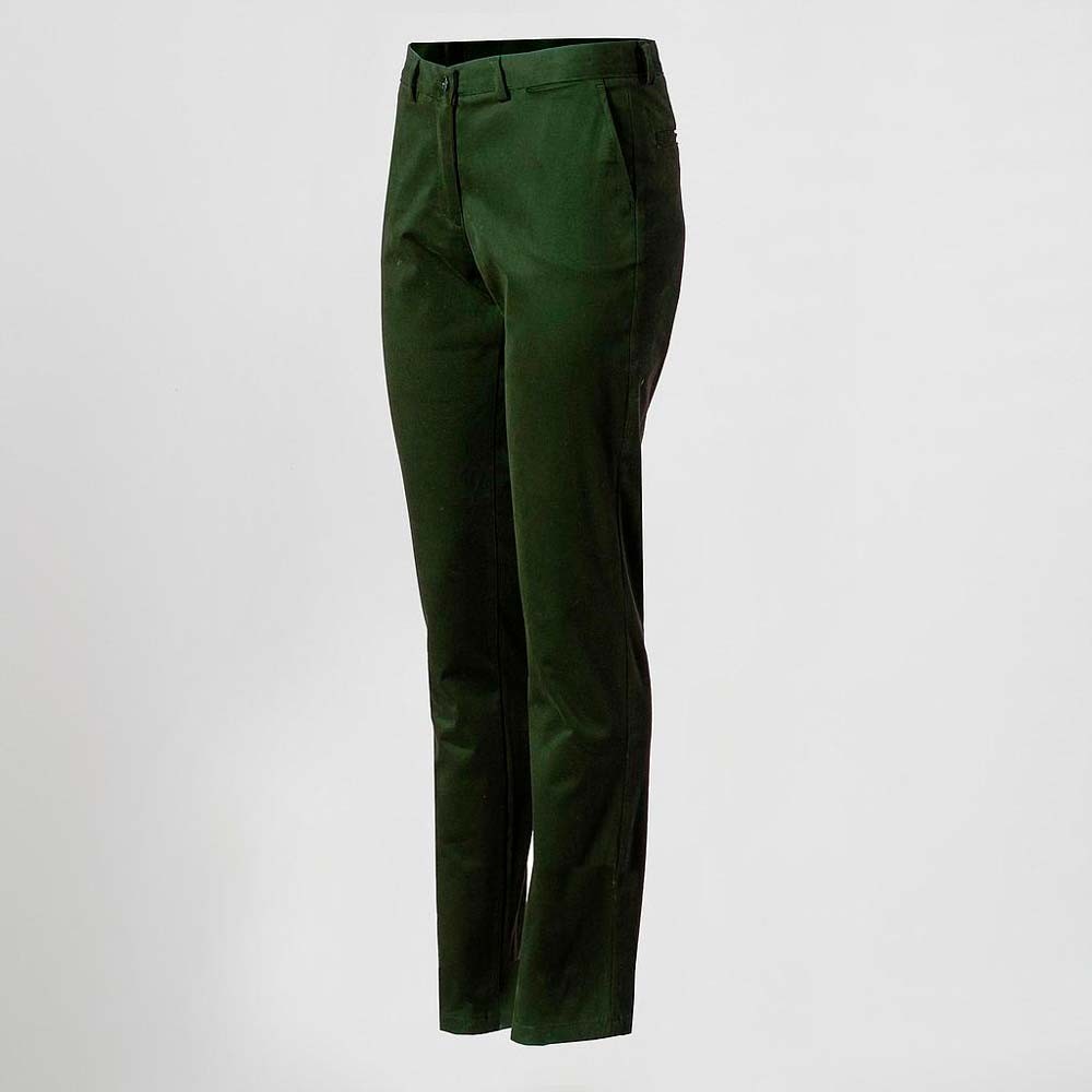Pantalón de trabajo chino de mujer algodón, cómodo y elástico Verde Caki