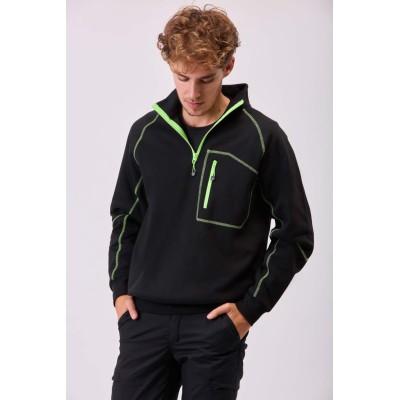 Sudadera de trabajo C9800 Workteam Negro-Verde Flúor