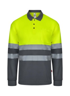 Polo alta visibilidad Velilla 305507 Gris-Amarillo A.V