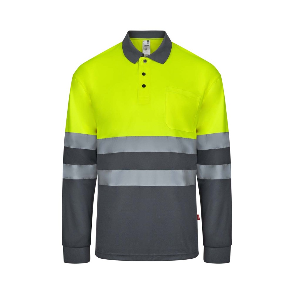 Polo alta visibilidad Velilla 305507 Gris-Amarillo A.V