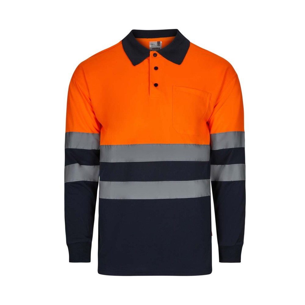 Polo alta visibilidad Velilla 305507 Azul Marino-Naranja A.V