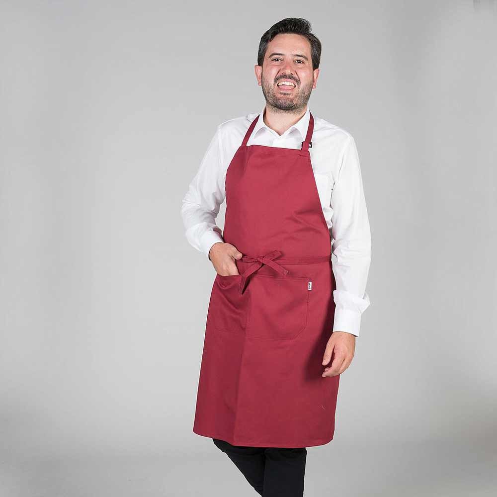 Delantal camarero con peto Garys 116100 Granate