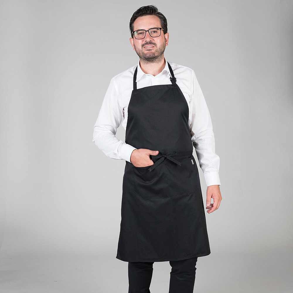 Delantal camarero con peto Garys 116100 Negro