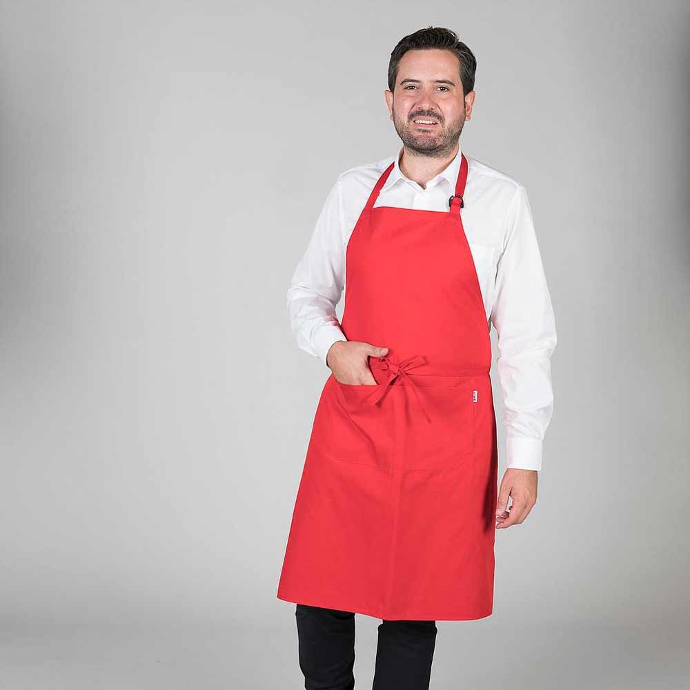 Delantal camarero con peto Garys 116100 Rojo