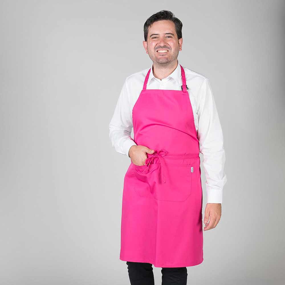 Delantal camarero con peto Garys 116100 Fucsia