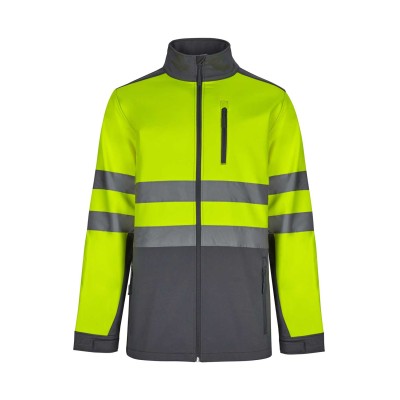 Chaqueta de trabajo softshell alta visibilidad Velilla 306006 Gris-Amarillo