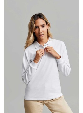 Polo de trabajo mujer manga larga PL200WC Mukua Blanco
