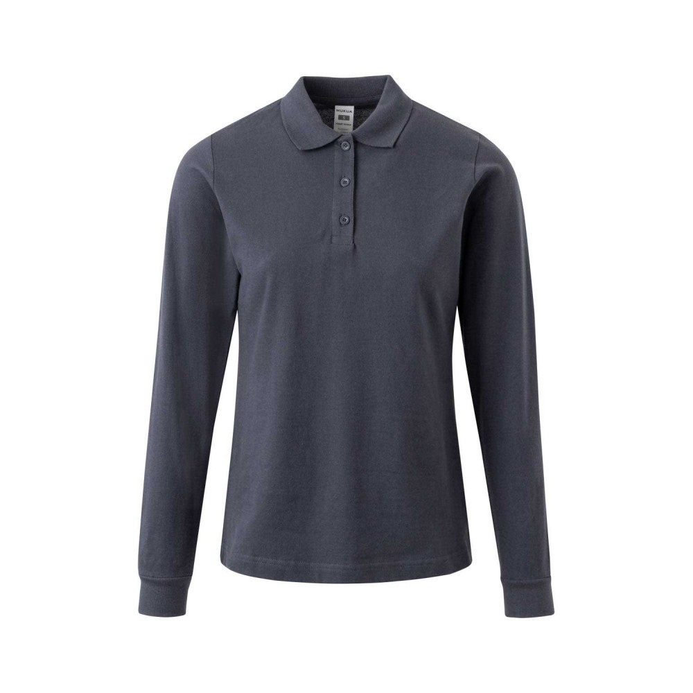 Polo de trabajo mujer manga larga PL200WC Mukua Demin Blue