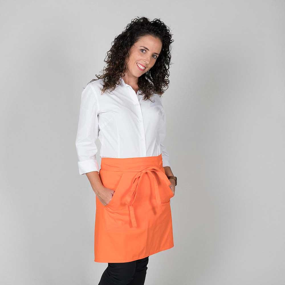 Delantal de camarero liso con bolsillos Naranja