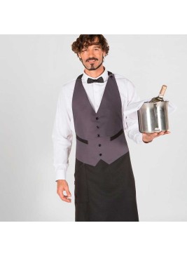 Delantal largo profesional para meitre con chaleco Gris marengo