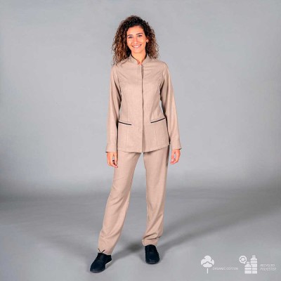 Pantalón de trabajo elegante de mujer para restaurantes reciclado Arena