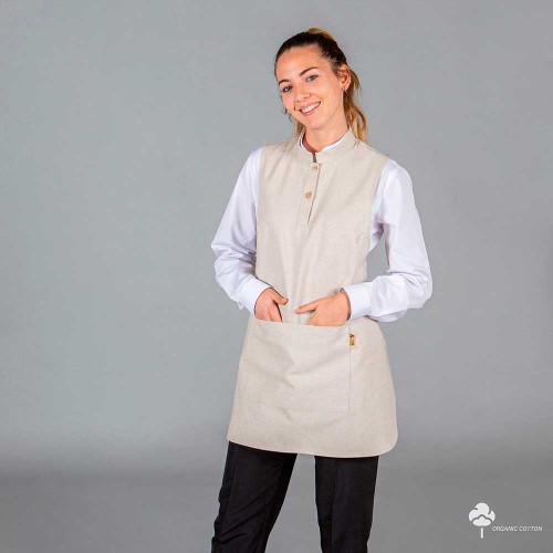 Casulla elegante de loneta de mujer para restaurantes algodón orgánico Beige