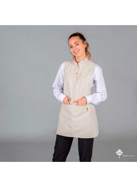 Casulla elegante de loneta de mujer para restaurantes algodón orgánico Beige