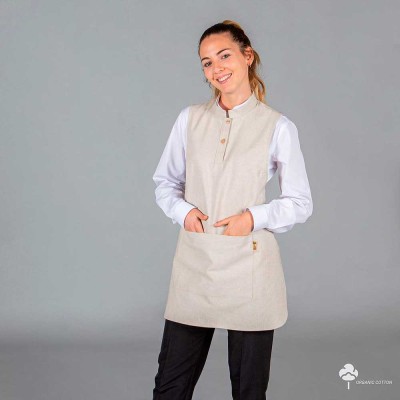 Casulla elegante de loneta de mujer para restaurantes algodón orgánico Beige
