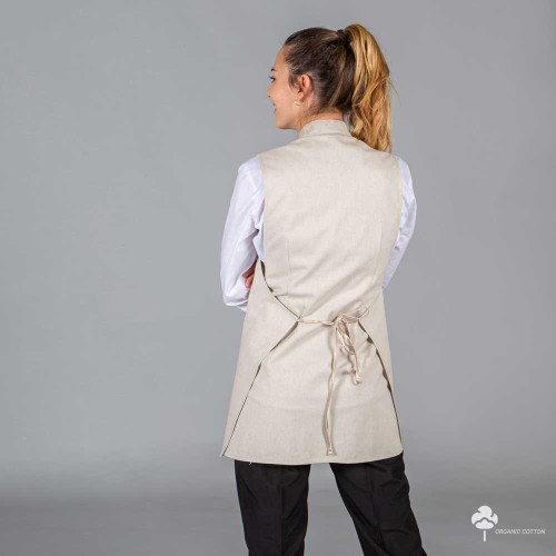 Casulla elegante de loneta de mujer para restaurantes algodón orgánico Beige