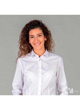 Camisa de mujer para la hostelería de manga larga y tejido reciclado blanca