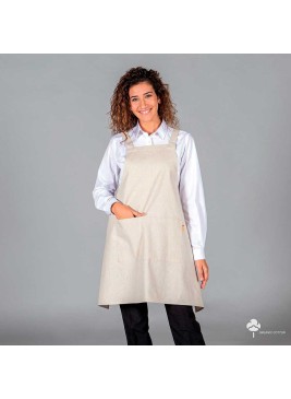 Delantal de restaurante loneta 100% algodón orgánico beige
