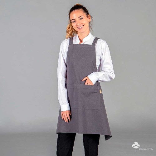 Delantal de restaurante loneta 100% algodón orgánico Gris marengo