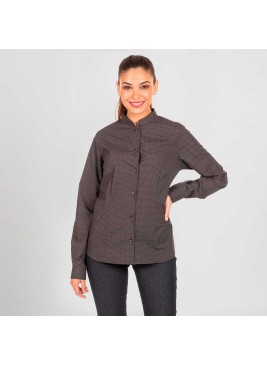 Camisa trabajo para oficina y comercios de mujer con cuello mao y manga larga
