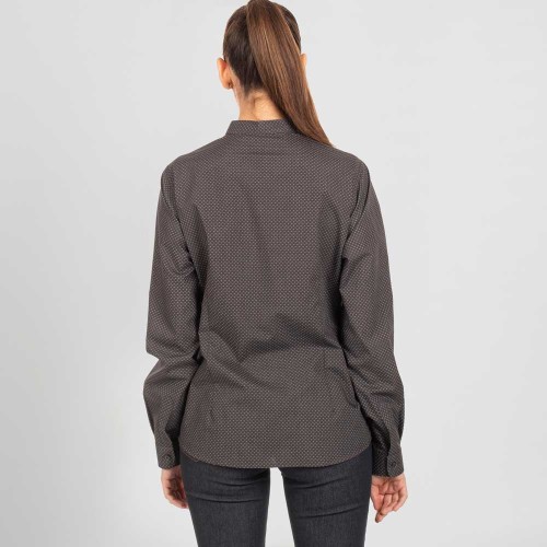 Camisa trabajo para oficina y comercios de mujer con cuello mao y manga larga