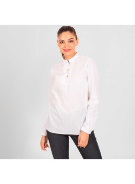 Camisa de trabajo elegante y cómoda de mujer manga larga regulable blanca