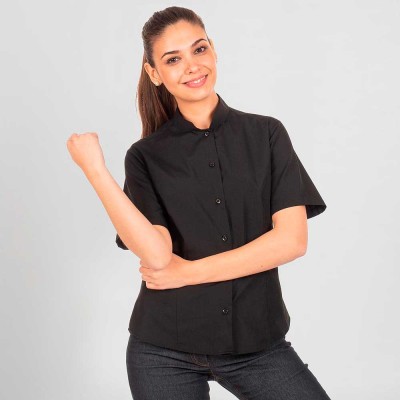 Camisa de camarera mujer cuello mao Garys 288300 Negra
