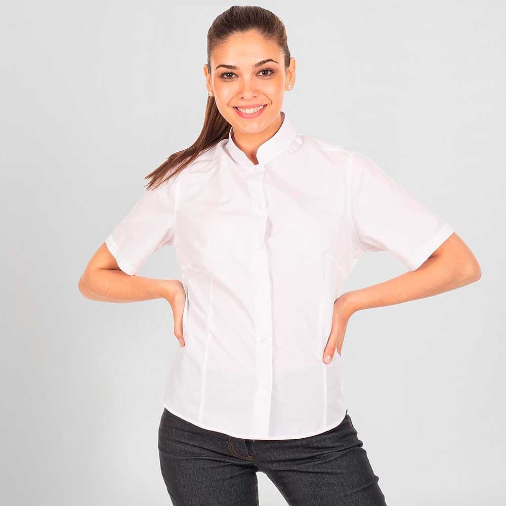 Camisa de camarera mujer cuello mao Garys 288300 Blanca