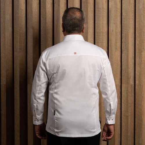 Chaqueta de chef elástica Garys 930015 Forseti Blanca