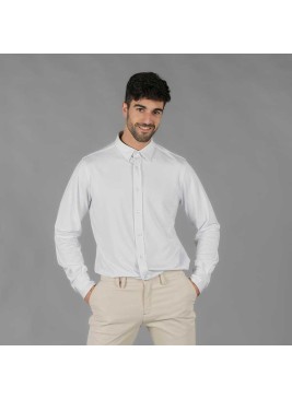 Camisa de trabajo de hombre transpirable y elástica blanca