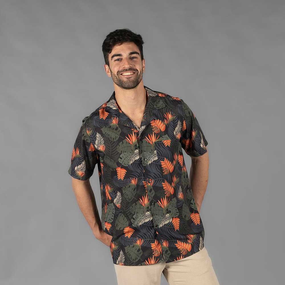 Camisa de trabajo de hombre hawaiana de manga corta Paraiso