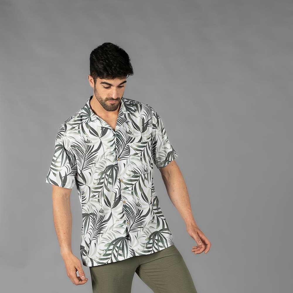 Camisa de trabajo de hombre hawaiana de manga corta Royal